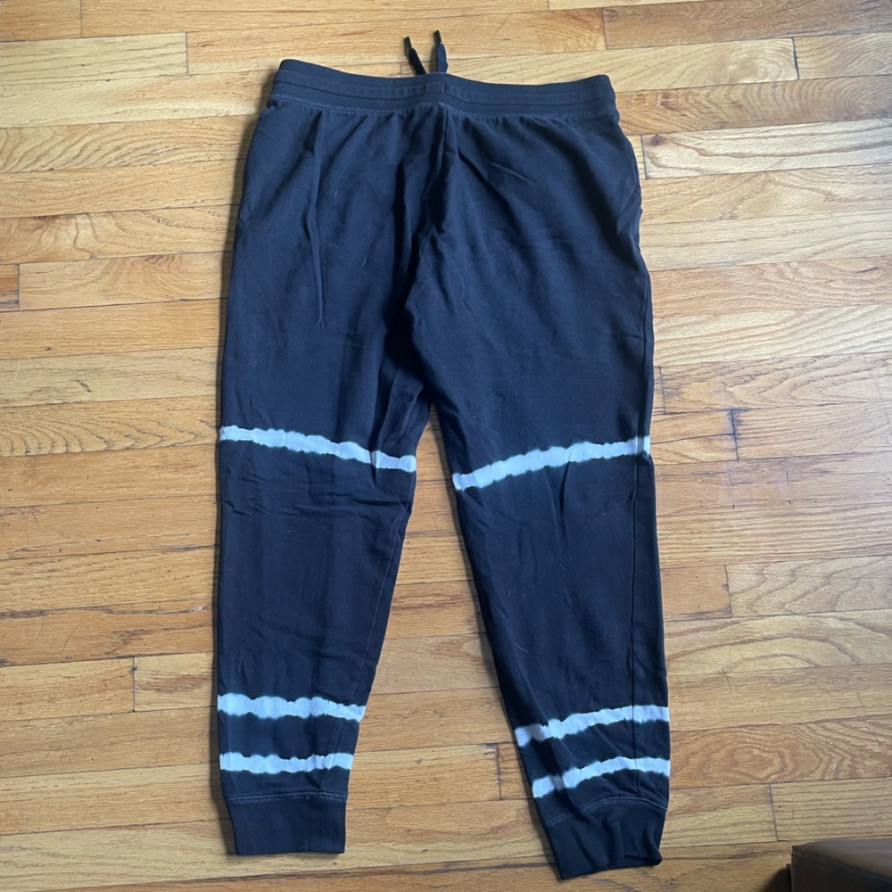 Old Navy Black and White Sweatpants with Drawstring and Tie Dye Stripes - Picture 7 of 8